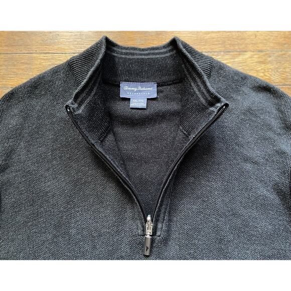 TOMMY BAHAMA Reversible Grey/Black 1/4 Zip Pima Cotton Sweater sz XXL - Picture 9 of 15
